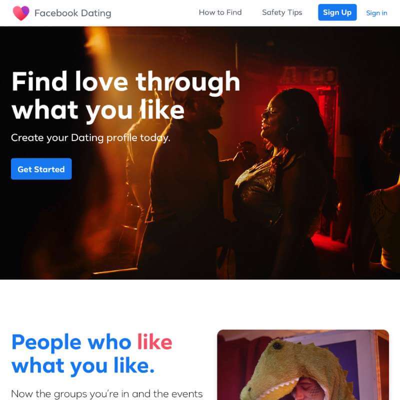 Facebook Dating website