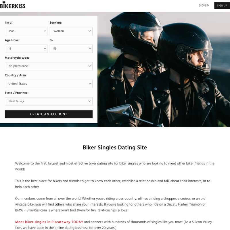 Biker Kiss website