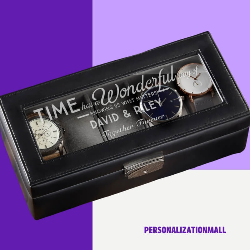 Timeless Message Personalized Leather 5 Slot Watch Box