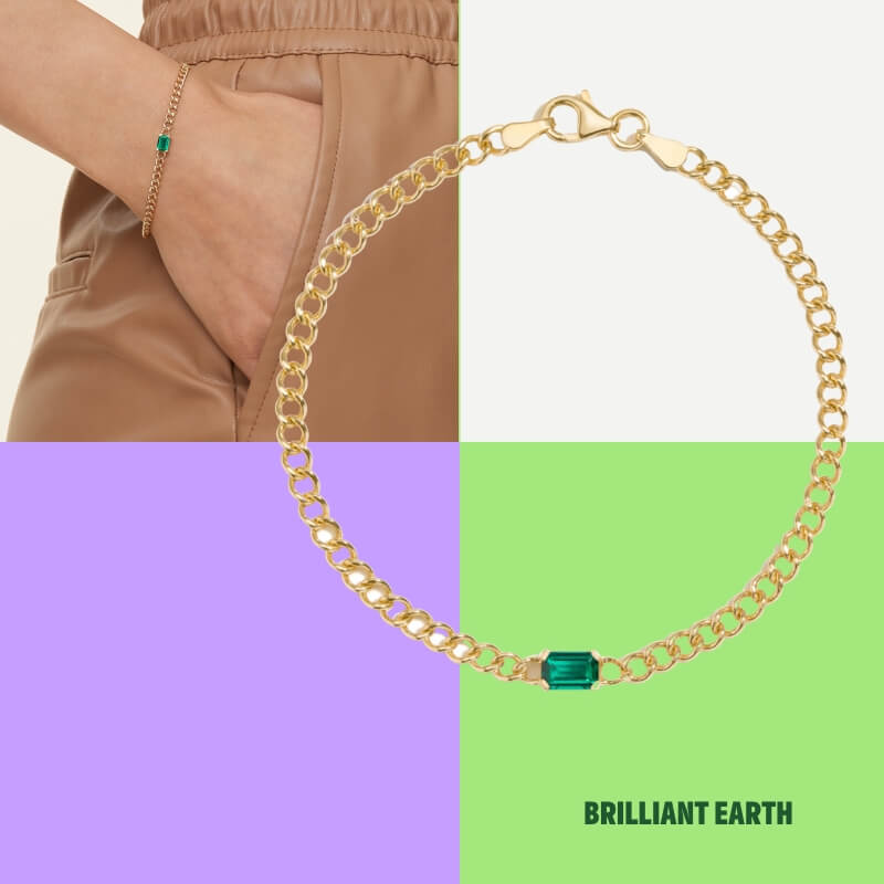 Lia Lab Created Emerald Chain Bracelet