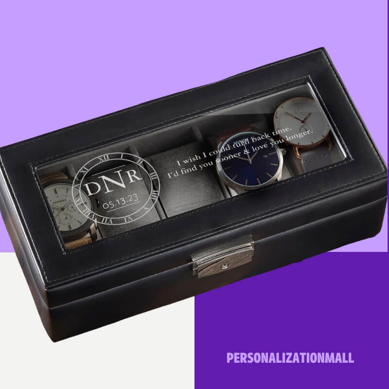 Love You Longer Personalized Leather 5 Slot Watch Box