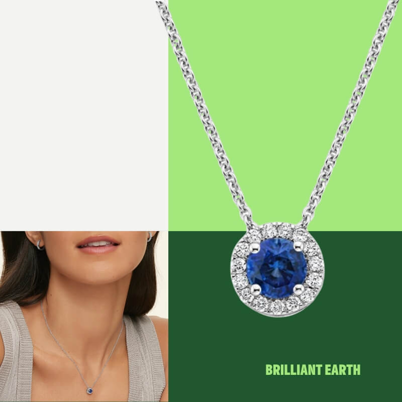 Sapphire Halo Diamond Pendant