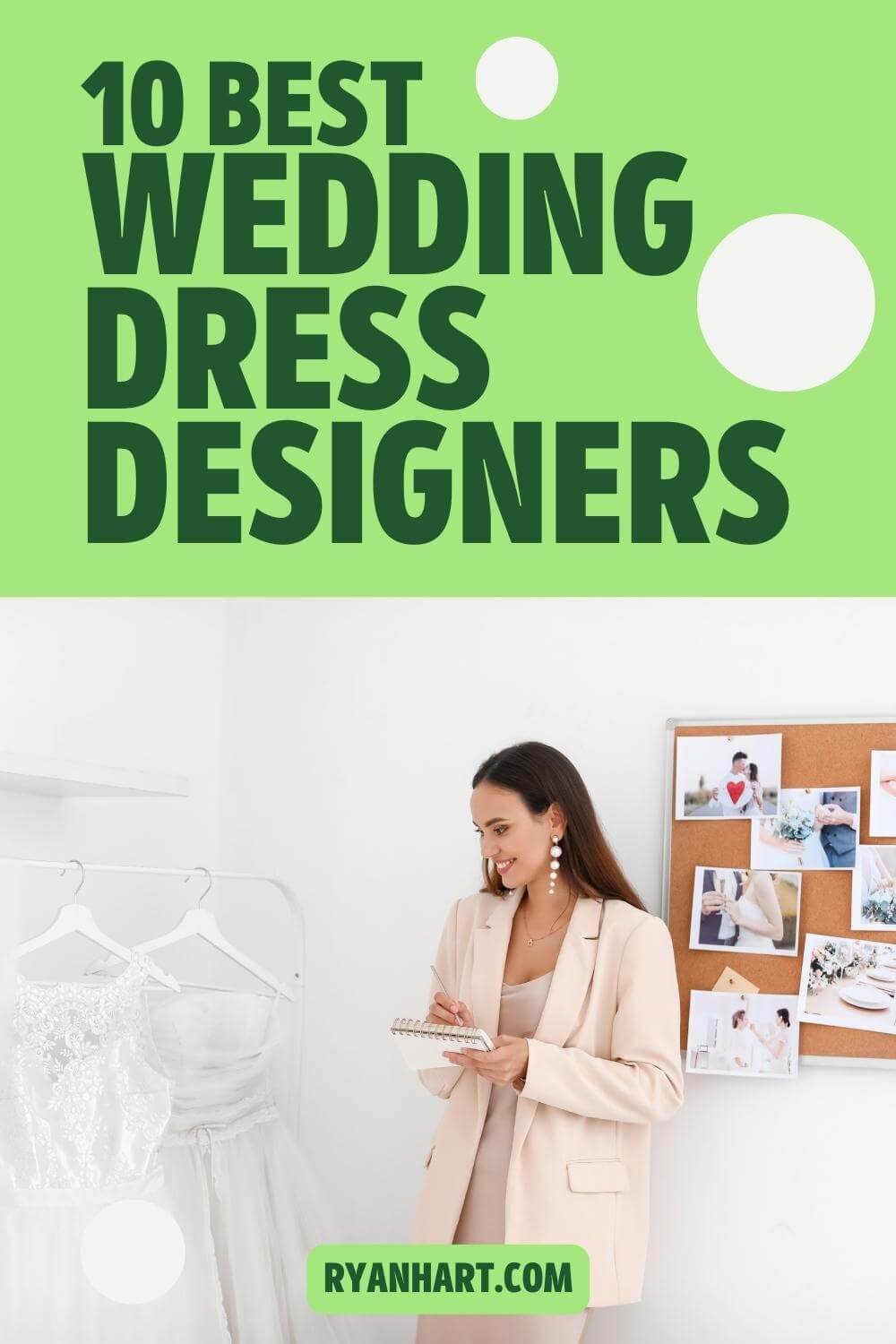 Designer looking at wedding dress designs