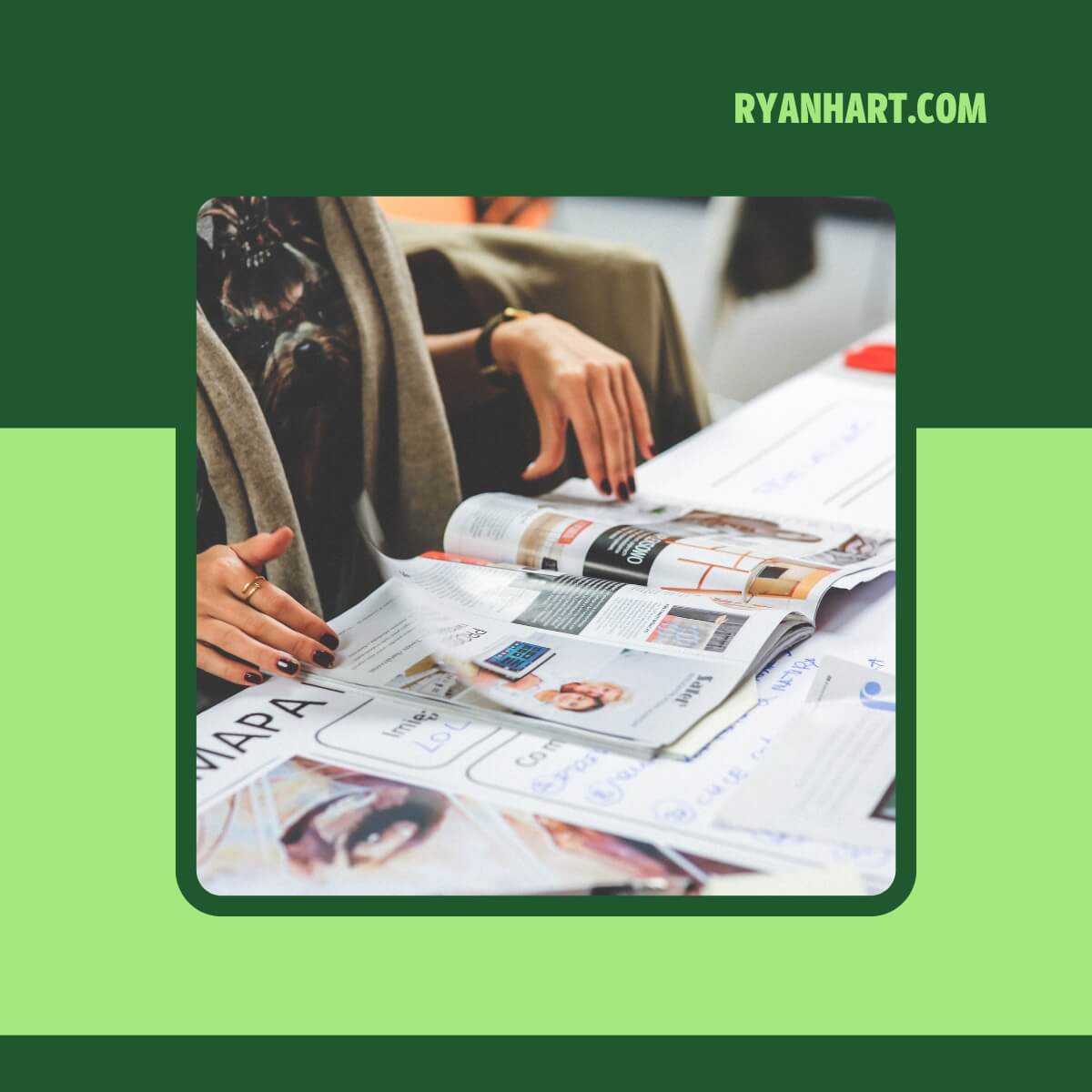 Bride reading a magazine