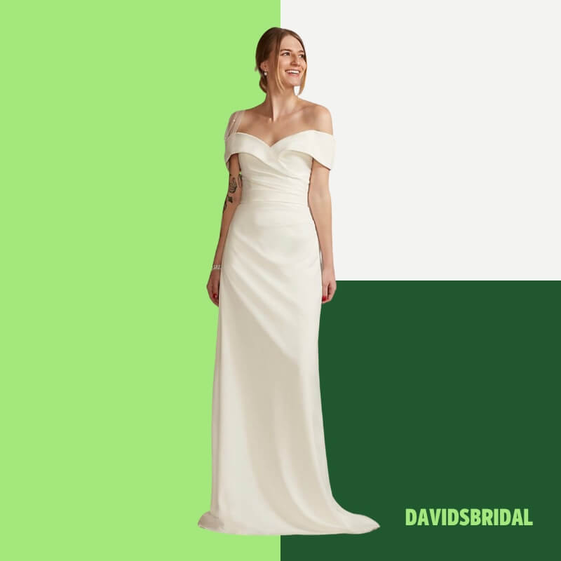 Crepe Off-the-Shoulder Sheath Wedding Dress