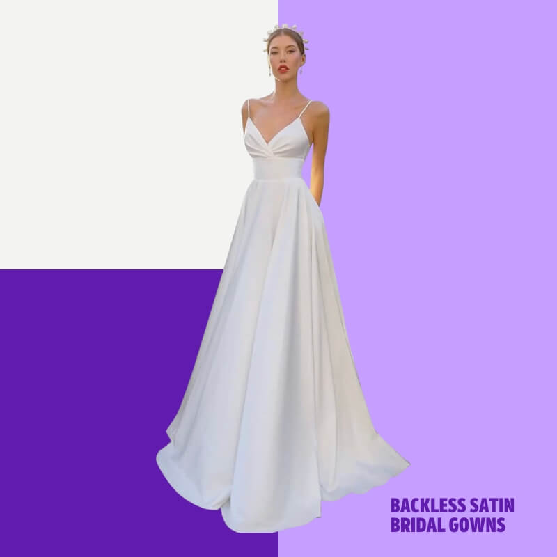 Backless Satin Bridal Gowns