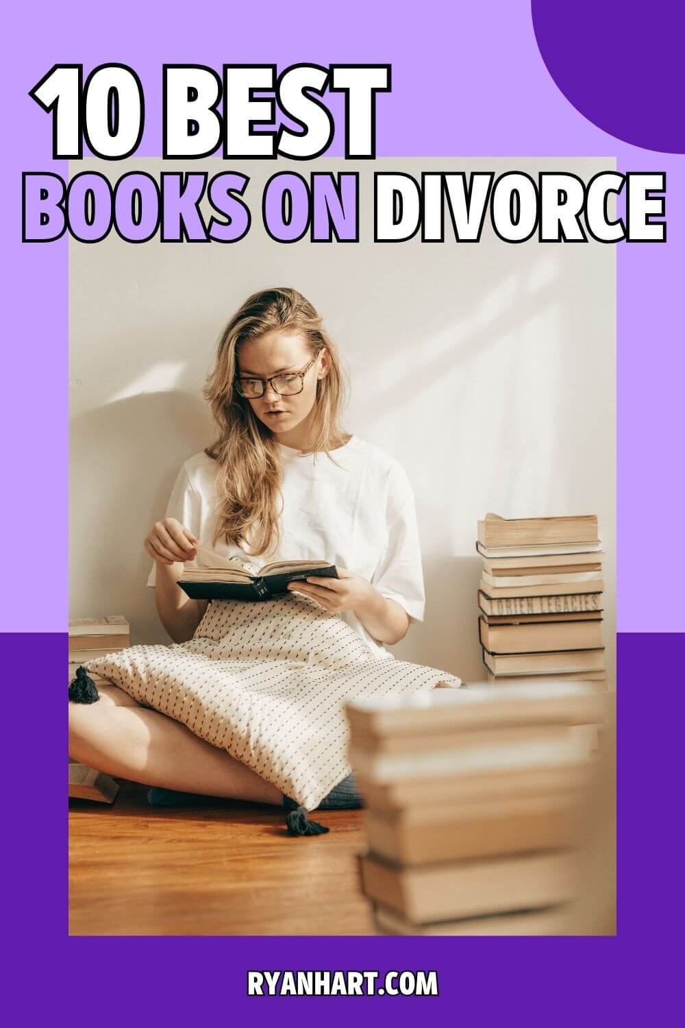 Woman sitting on floor reading a book