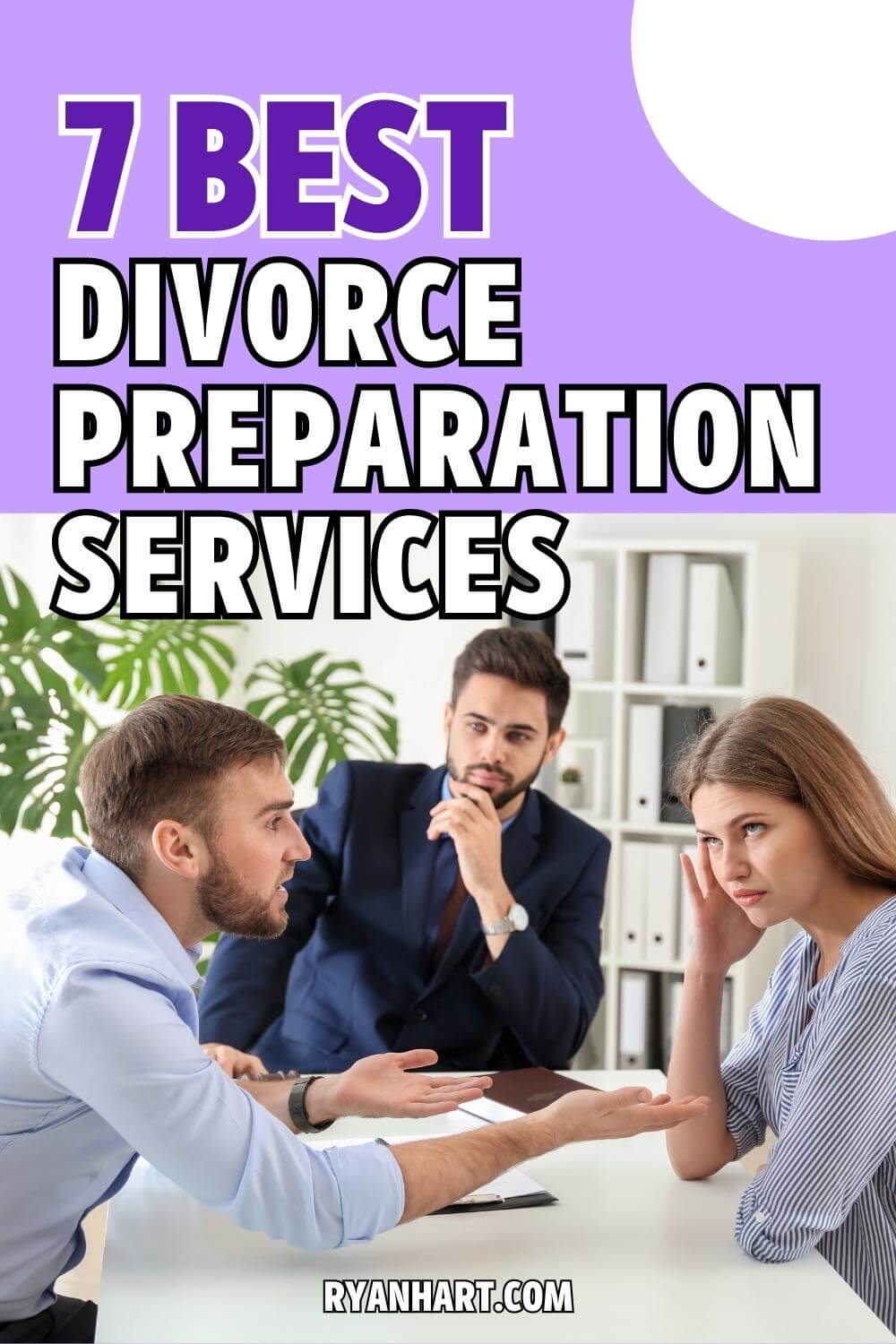 Man and woman talking with divorce attorney