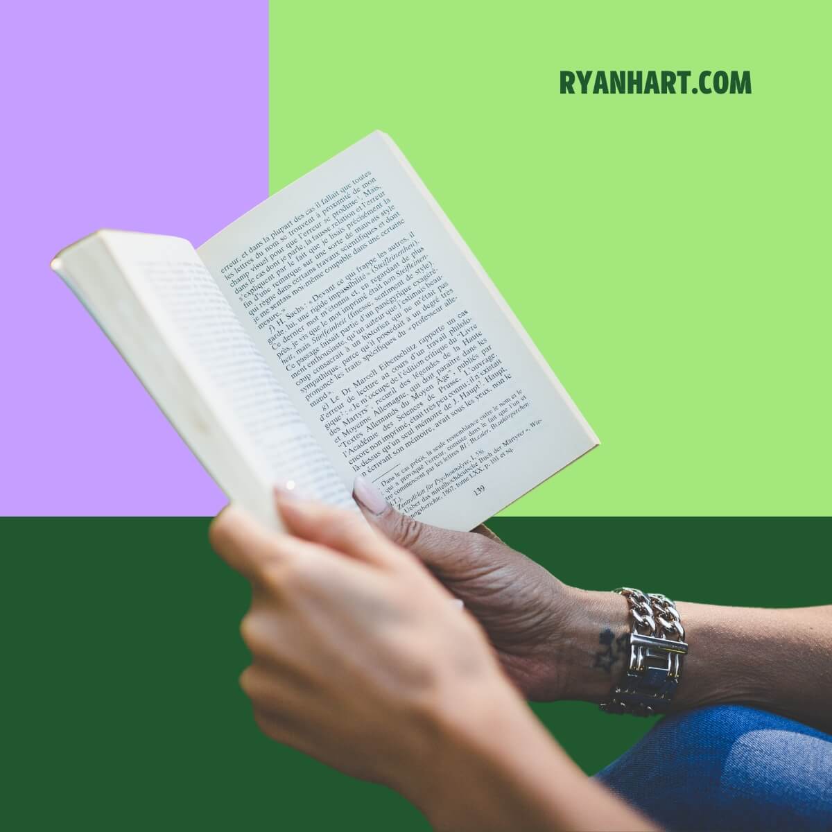 Person reading a romance book