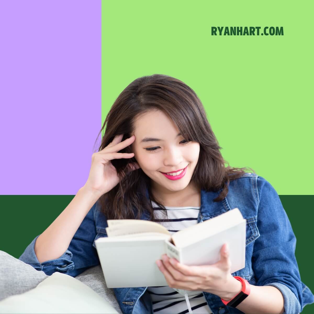 Woman reading romance novel