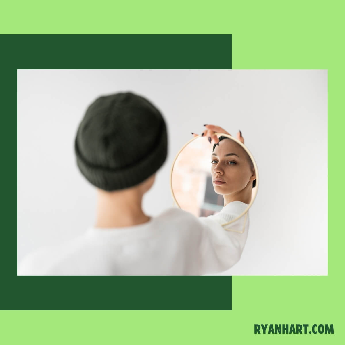 Woman looking in mirror