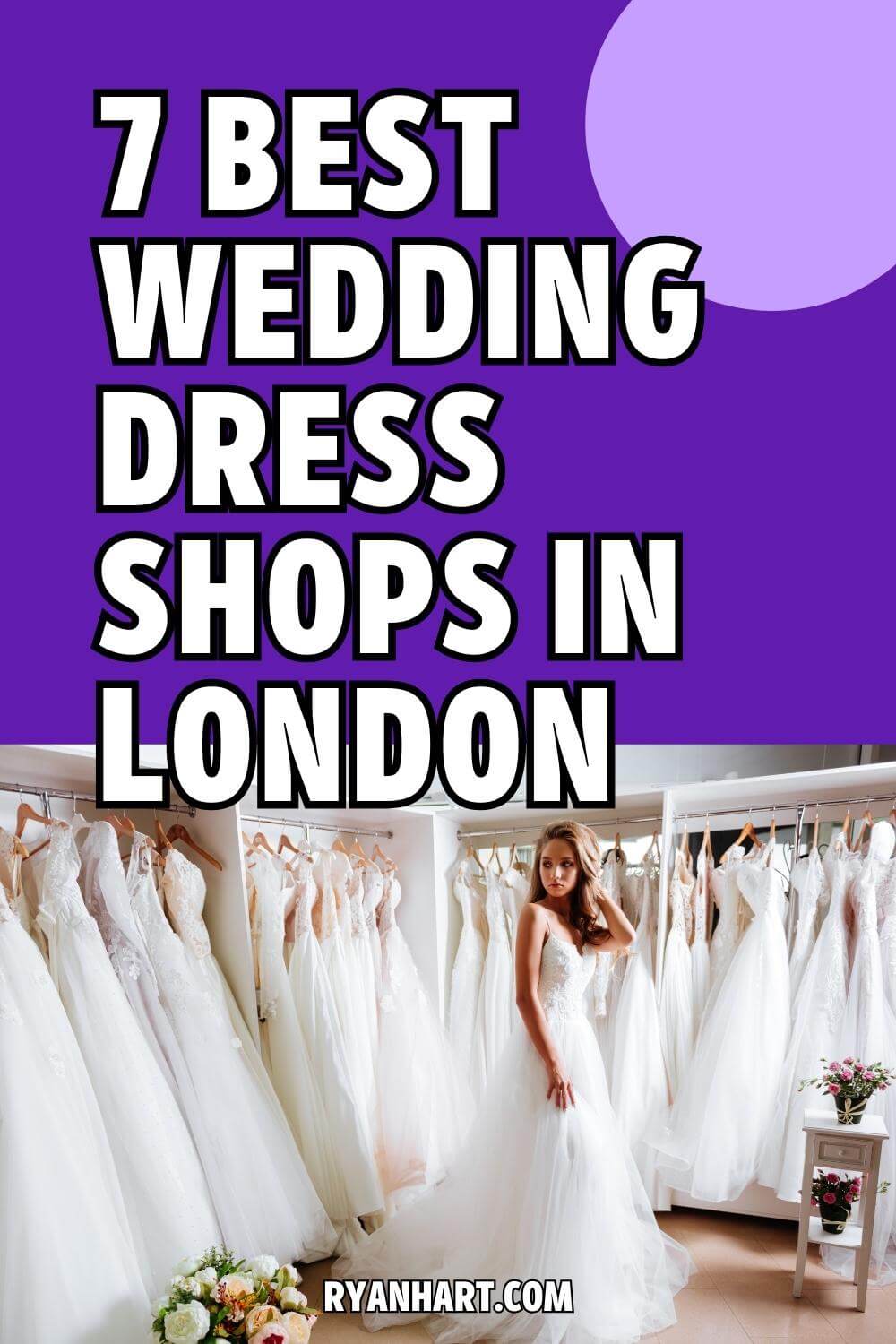 Woman in wedding dress boutique