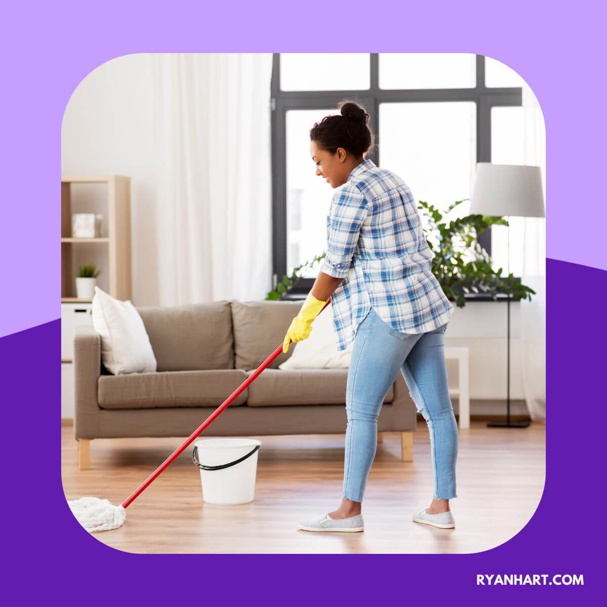 Woman cleaning kitchen