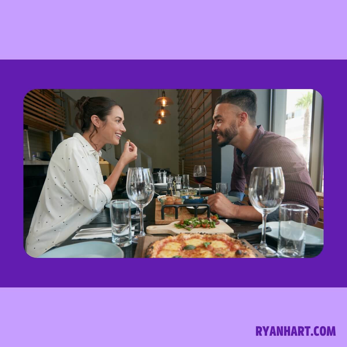 Man and woman eating dinner