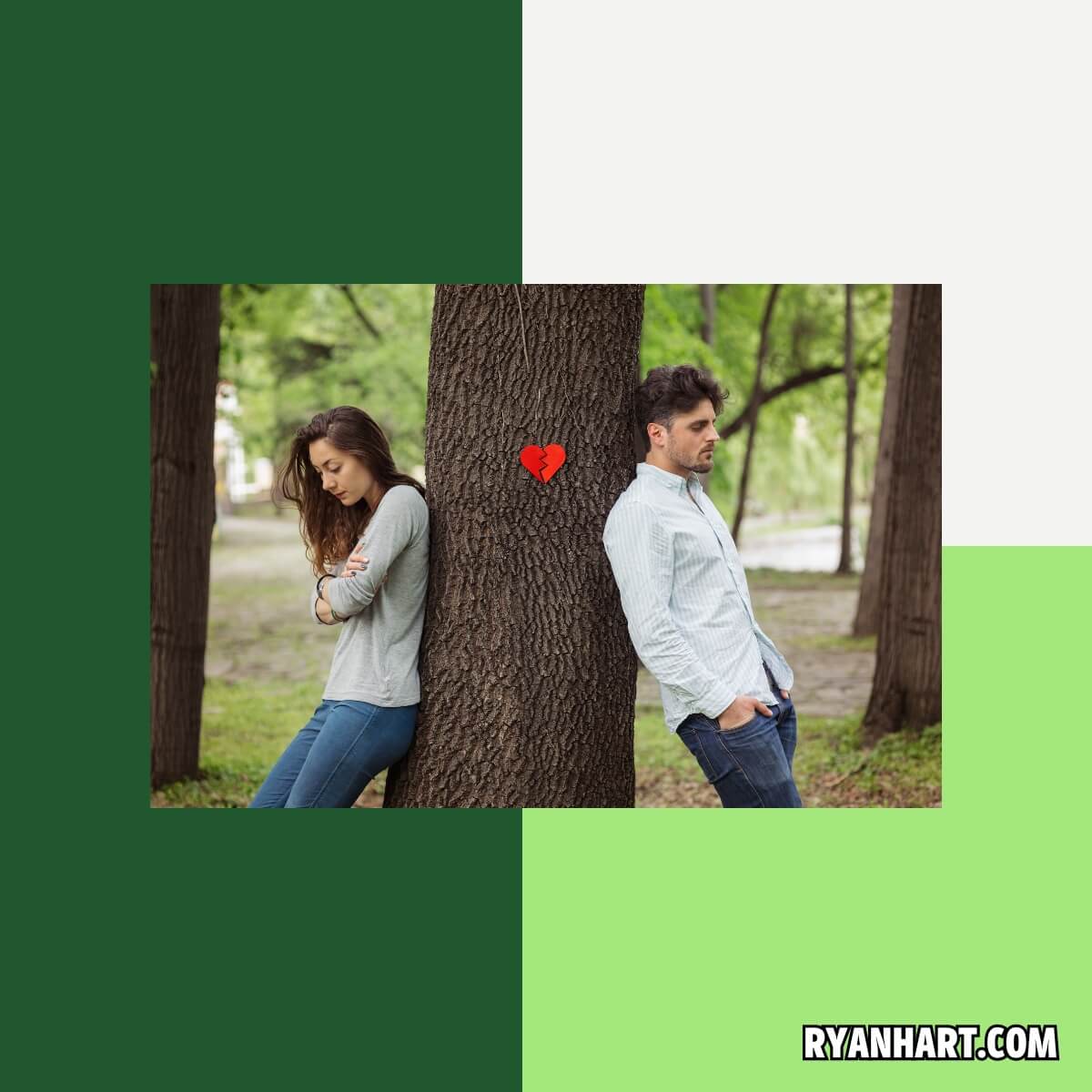 Couple leaning against tree