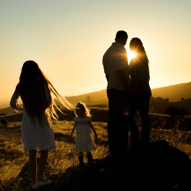 Family Watching Sunset