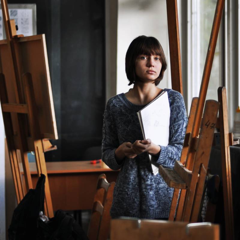 Female Artist in Studio