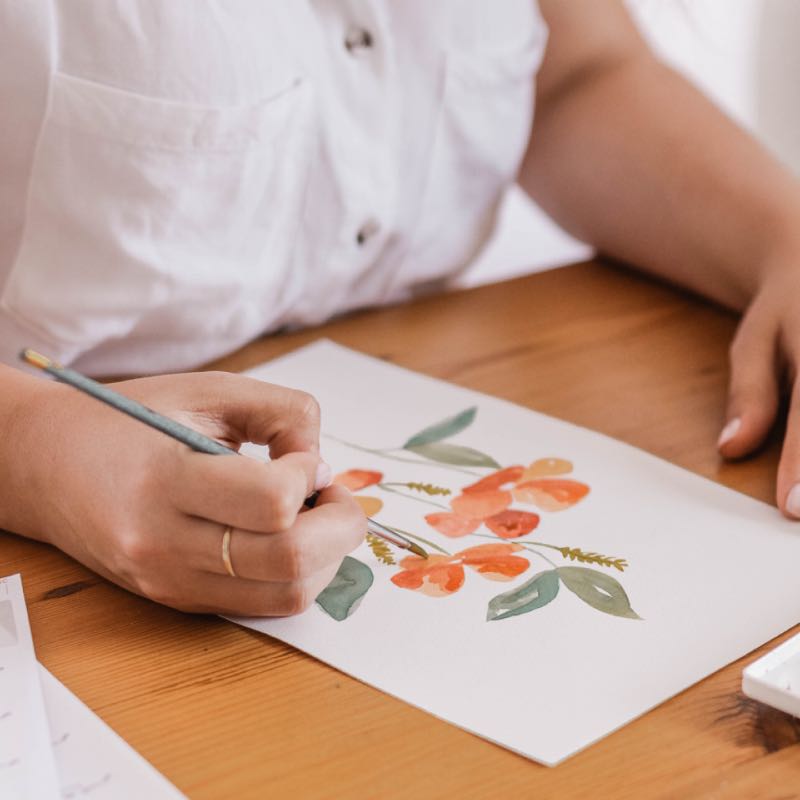 Woman watercolor painting