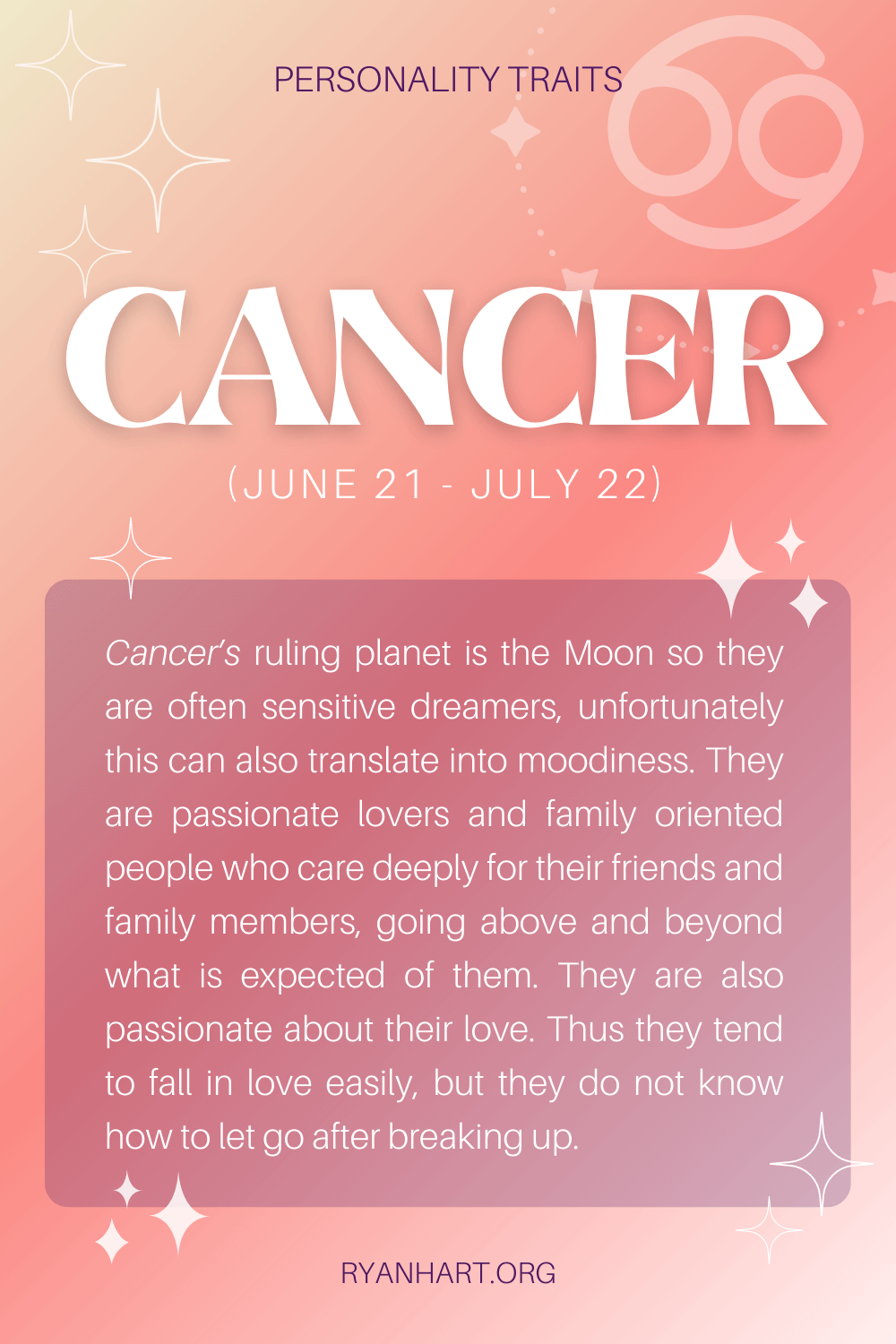 Cancer Personality Traits (Dates: June 21 - July 22)