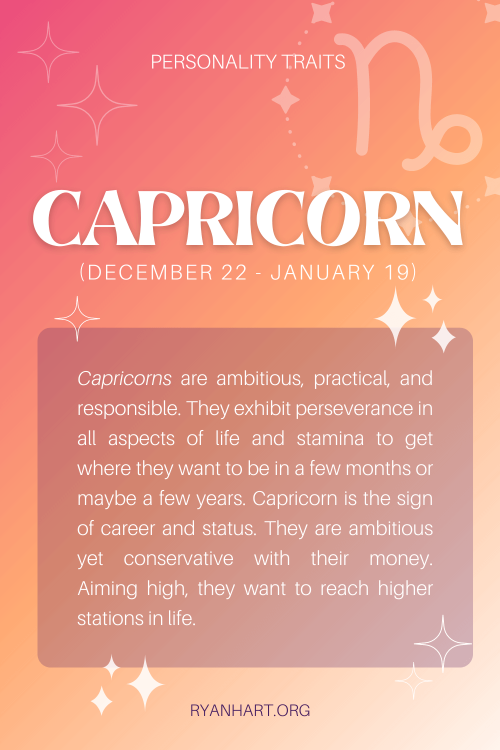 Capricorn Personality Traits (Dates: December 22 - January 19) | Ryan Hart
