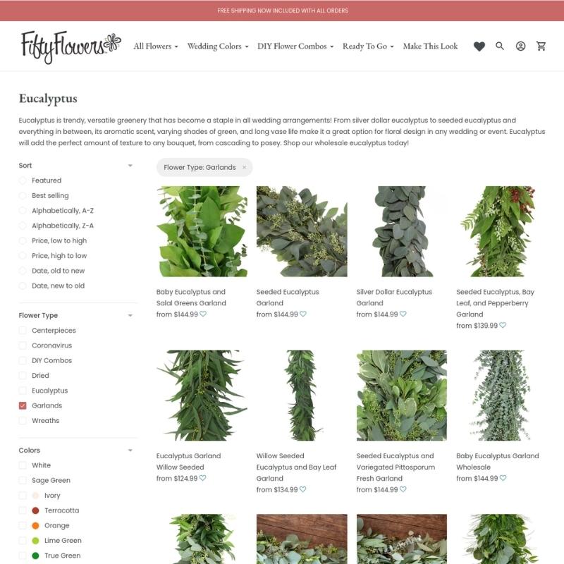 FiftyFlowers website