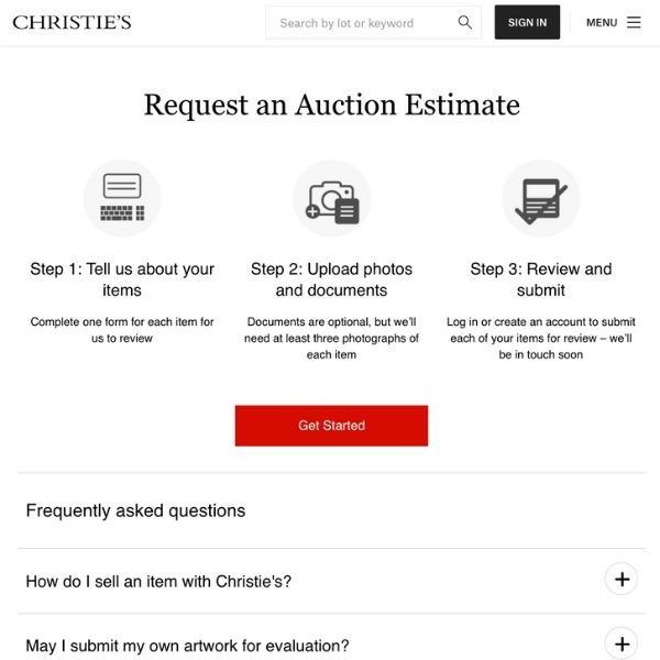 Christie's website