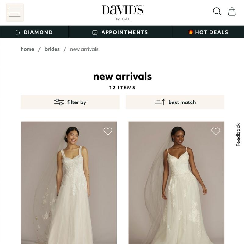 David's Bridal website