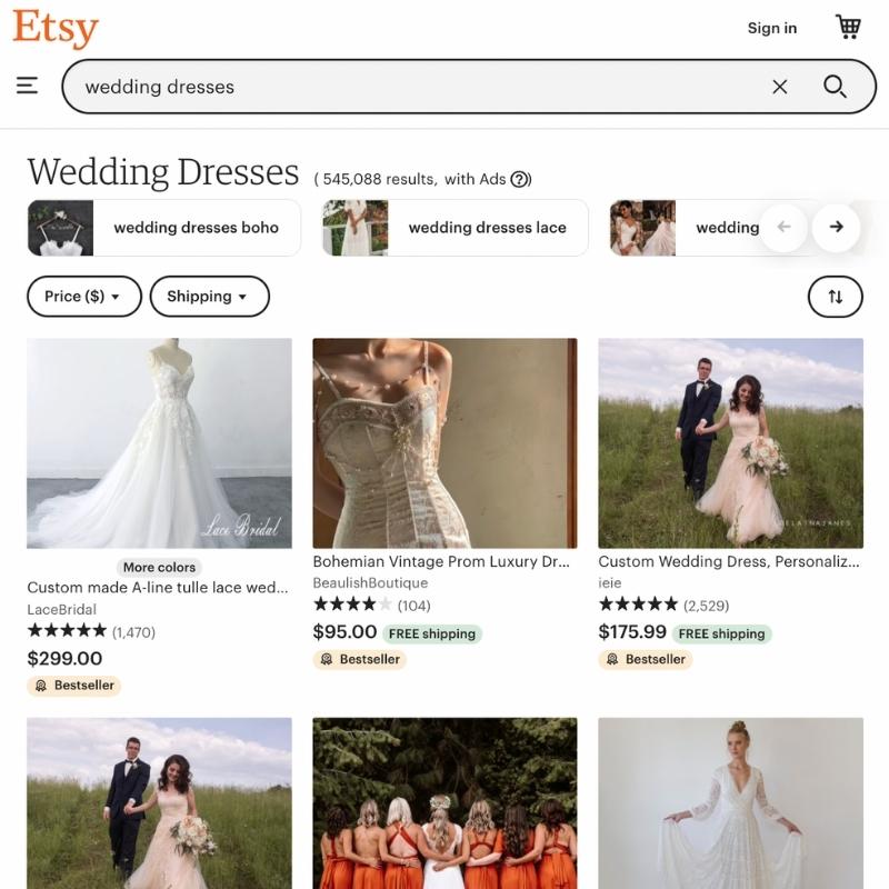 Etsy wedding dresses