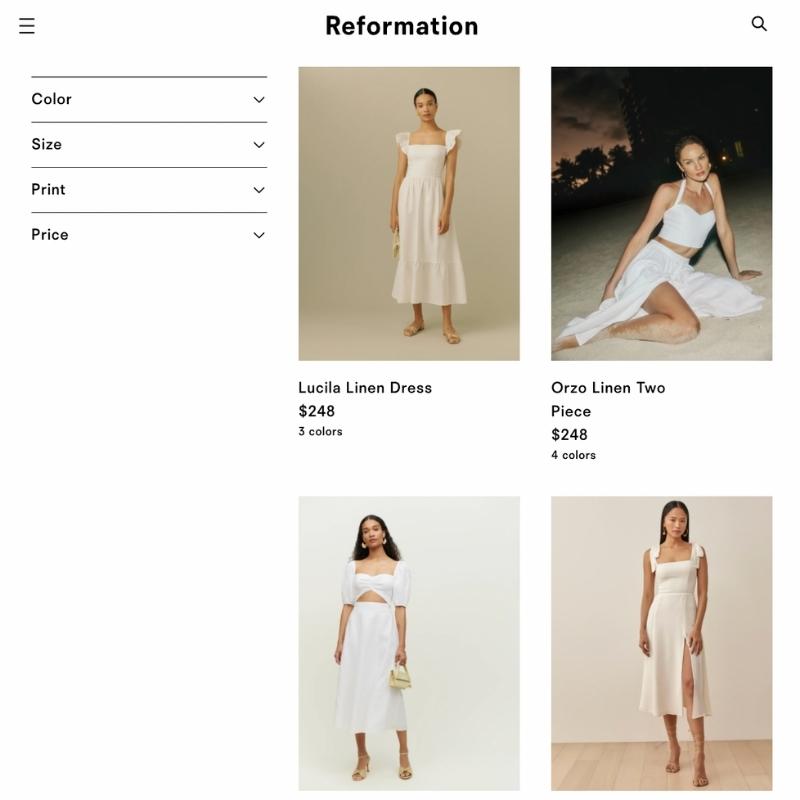 Reformation wedding dresses