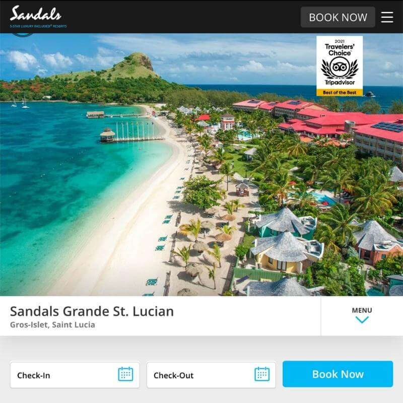 Sandals Grande St. Lucian website
