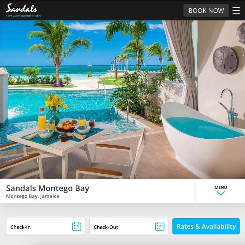 Sandals Montego Bay website