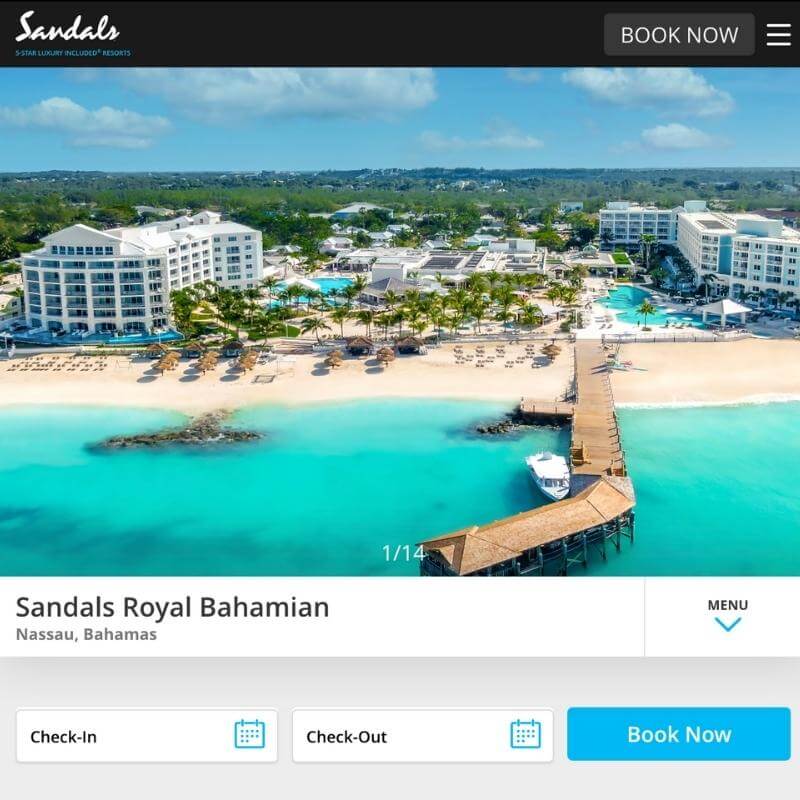 Sandals Royal Bahamian website