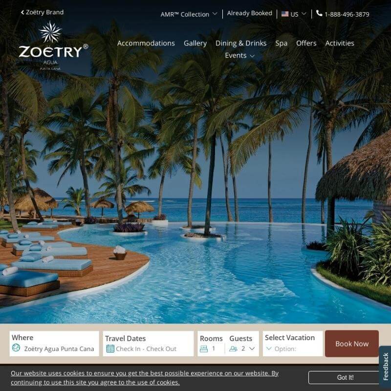 Zoetry Agua website