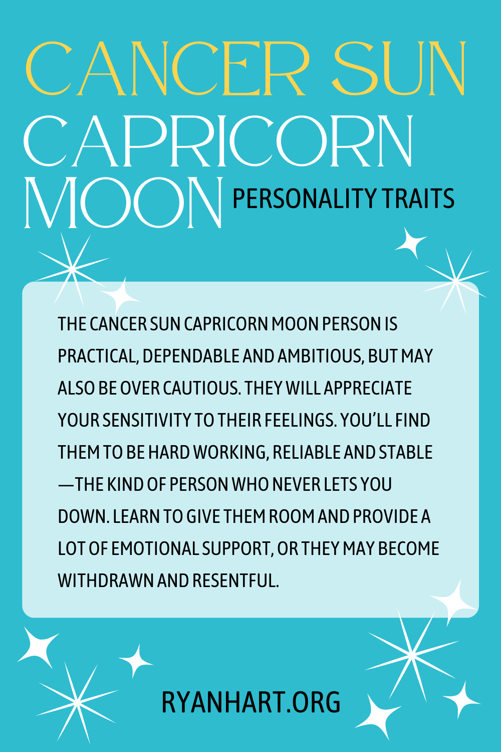 Cancer Sun Capricorn Moon Personality Traits Ryan Hart
