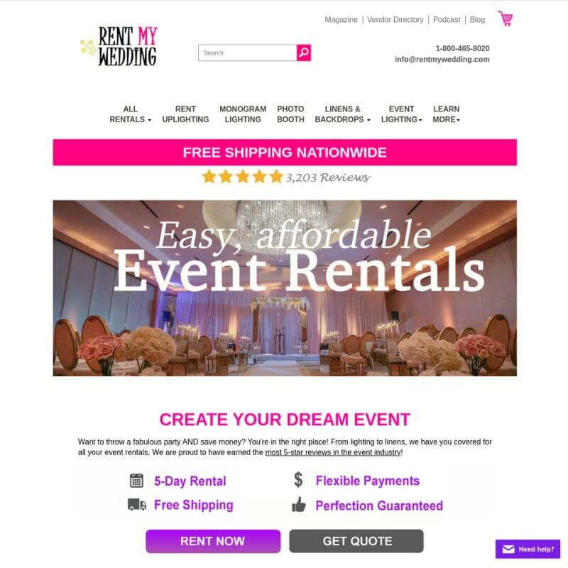 Rent My Wedding website