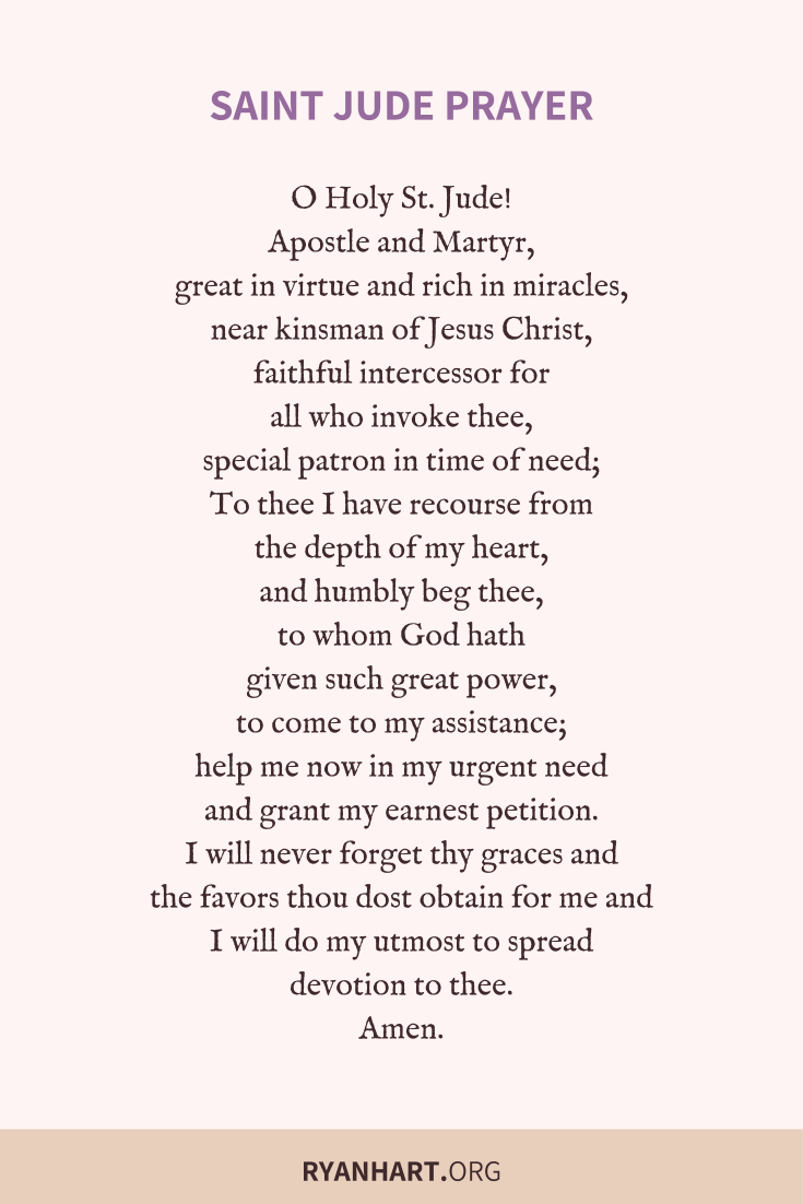 What Is The Prayer For St Jude Printable Cards
